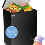 Wanai Chest Freezer Small Freezer Black Deep Freezers 3.5 CU.FT Compact Freezer Free-Standing Top Door Freezer Adjustable 7 Thermostat and Removable
