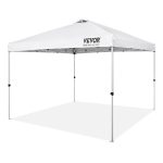 VEVOR Pop Up Canopy Tent, 10 x 10 ft, 250 D PU Silver Coated Tarp, with Portable Roller Bag and 4 Sandbags, Waterproof and Sun Shelter Gazebo for