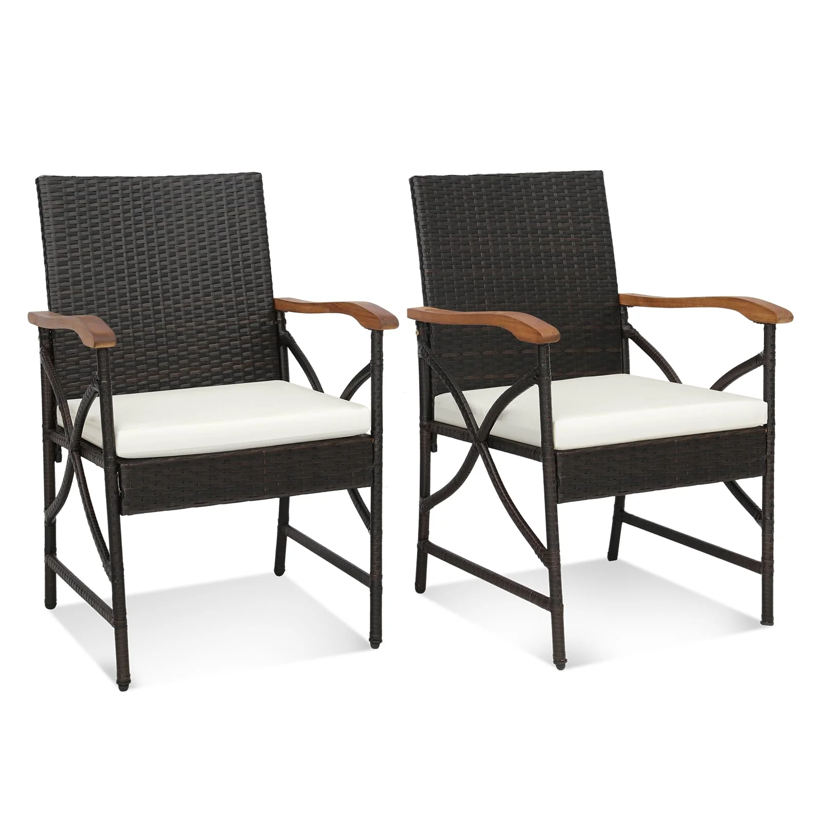 d61c3ccaa768dc818056f36bb6184172011d10b0431f1fe83b9ef191d1eb2143.webp Tangkula Patio Wicker Chair Set of 2, Outdoor PE Rattan Chairs - Image 1