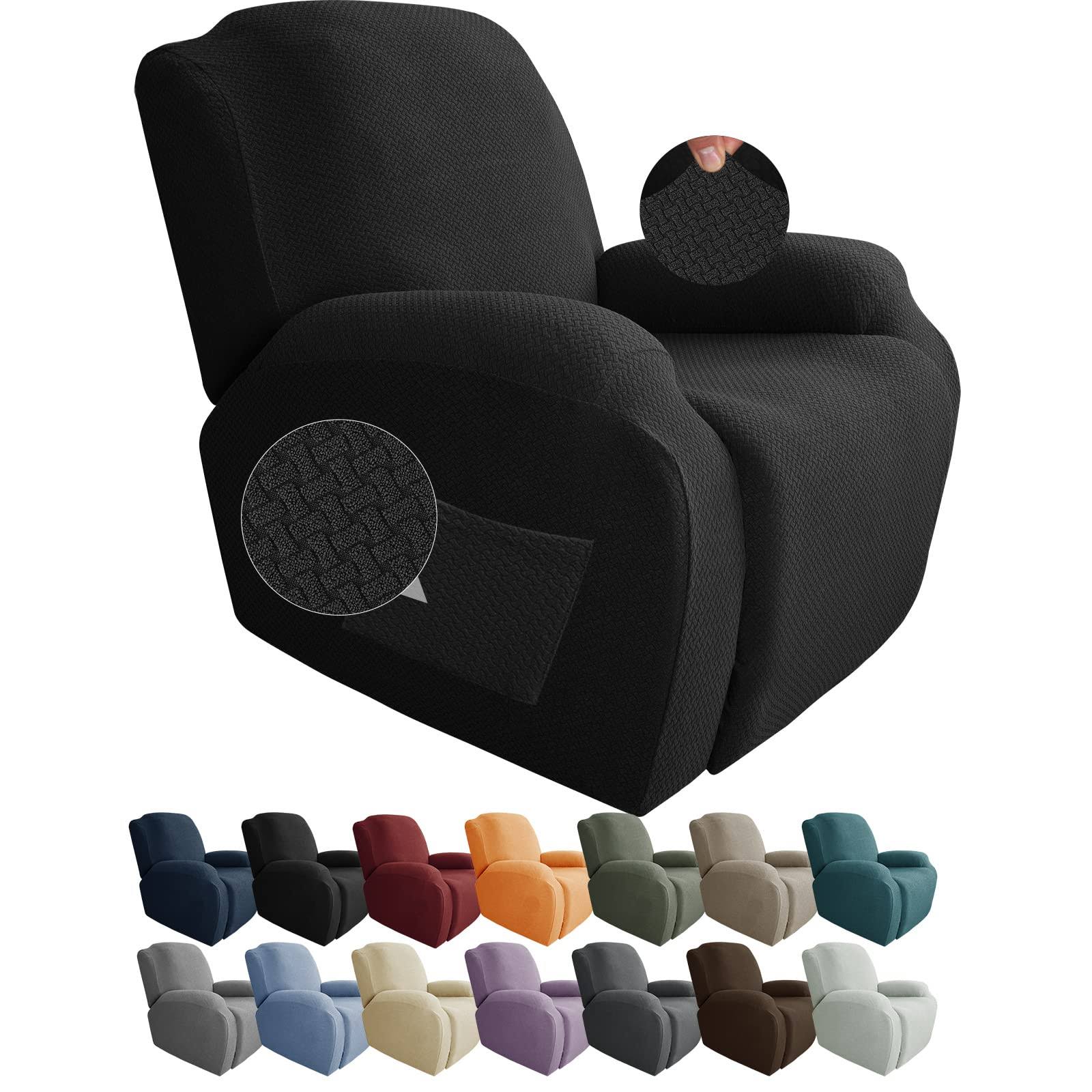 d627b83d016929103032b826cf6266be4366a667921d278fc5e231f4324ecc56.jpg JIVINER Newest Design 4-Piece Recliner Chair Covers Stretch Jacquard Covers for Recliner Chair Recliner Slipcovers for Living Room Soft Recliner - Image 1