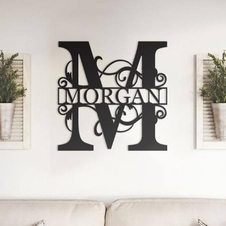d629ec5610c8b3a63a3010acdc903cc785ee24390205b294fba283186e0926db.jpg AJD Designs Inc Custom Metal Name Sign - Split Letter Name Sign - Personalized Last Name Sign - Metal Family Name Sign - Door Hanger - Outdoor Metal - Image 1