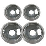 Kitchen Basics 101 4 Pack (2) 6" & (2) 8" Replacement Chrome Pans for Whirlpool W10278125 W10196405 W10196406