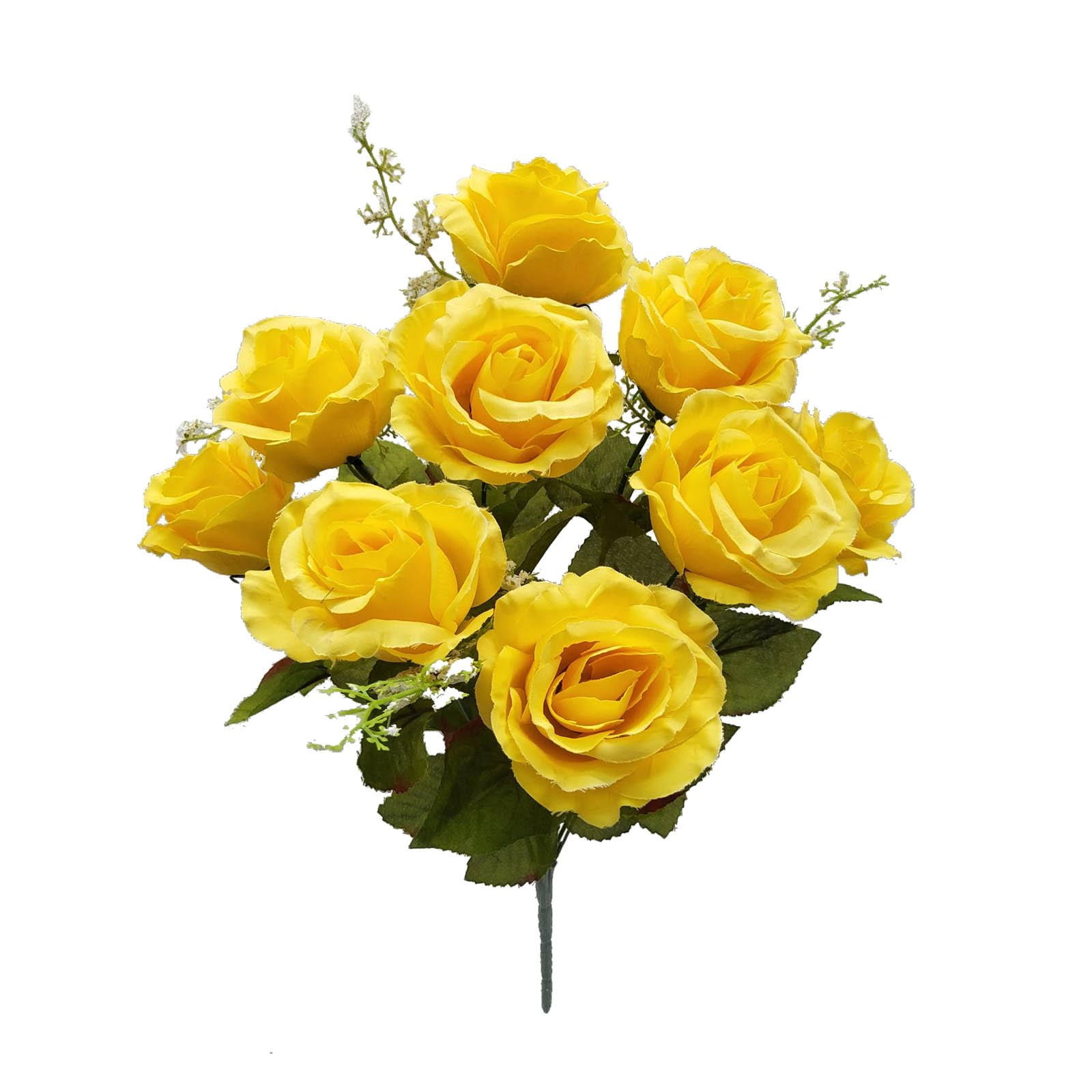 d63cef008da9f3a4659188f1566c4132aee8c85783f3e41332362e12bb6d9943.jpg Mainstays Artificial Flower Rose Bush - Yellow - 17.5 in - Image 1