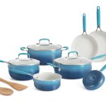 The Pioneer Woman 12-Pieces Porcelain Enamel Classic Ceramic Cookware Set, Ombre Teal, Size: 12pc