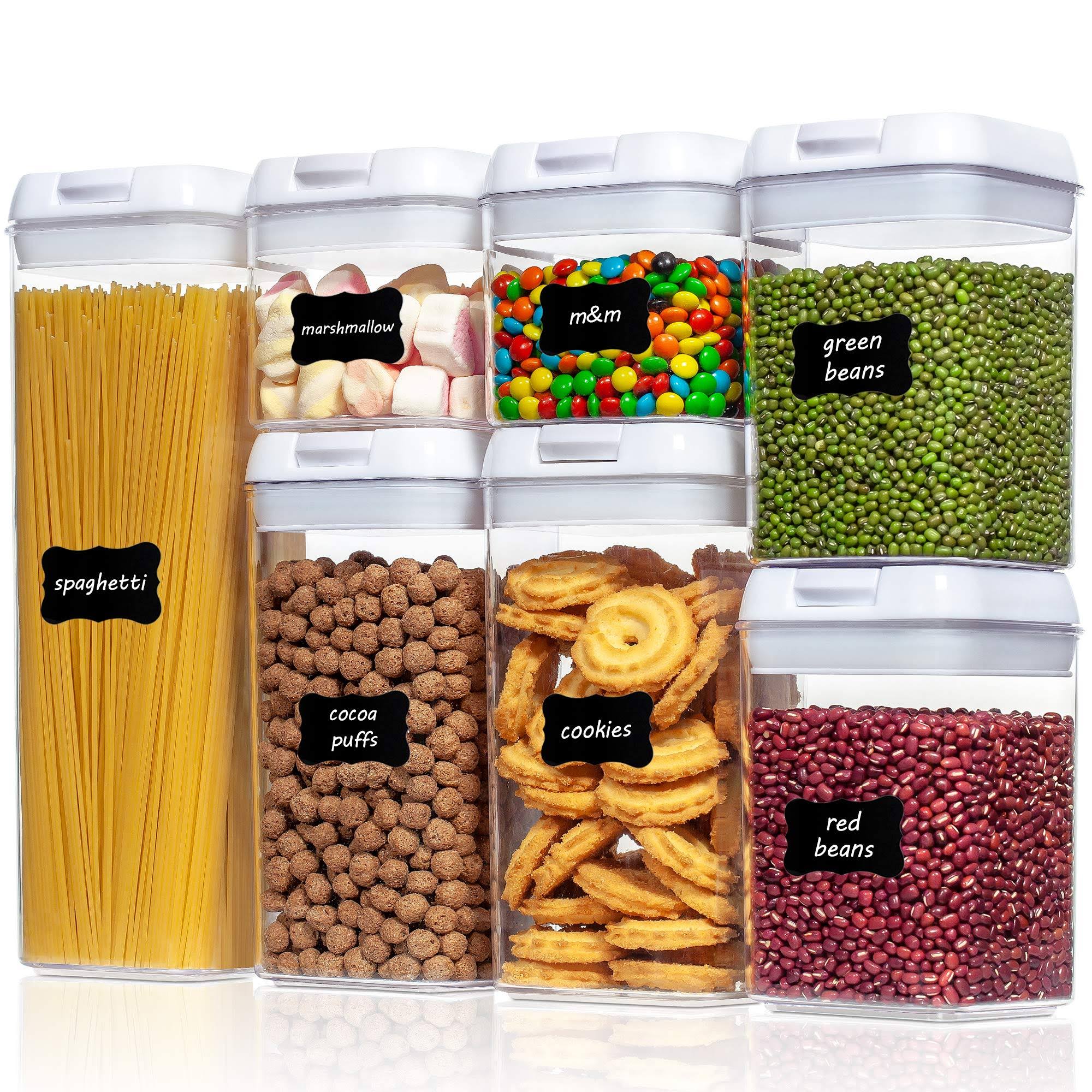 d65bcc425ccaaa5d2cab6522ed7fb10e76f9205eac355bb31b6a9a3ec589ac7e.jpg Vtopmart Airtight Food Storage Containers, 7 Pieces BPA Free Plastic Cereal with Easy for - Image 1