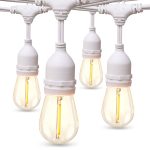 addlon LED Outdoor String Lights 48ft with Dimmable Edison Vintage Shatterproof Bulbs and Commercial Grade Weatherproof Strand - ETL Listed