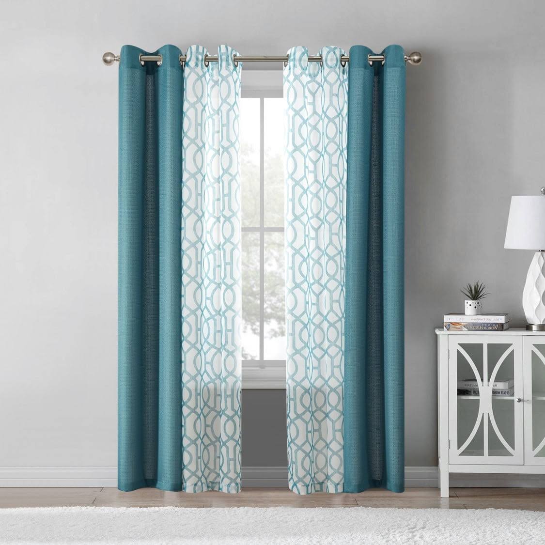 d671106fce958dac17391156bd55262d8ee9b6a830ce4e6da203a2afa734ab7e.jpg Mainstays Kingswood 4 Piece Window Curtain Set, Green - Image 1