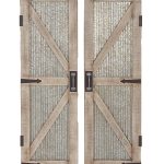 DecMode Farmhouse Iron and Wood Barn Doors, Brown/Grey