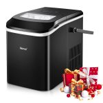 WANAI Countertop Ice Maker Machine,Portable Compact Ice Cube Maker,26.5 lbs/24H,2 Sizes,Self-Cleaning Ice Machine with Ice Scoop and Basket,9 Cubes