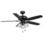 Hampton Bay Rockport 52 in. LED Matte Black Ceiling Fan