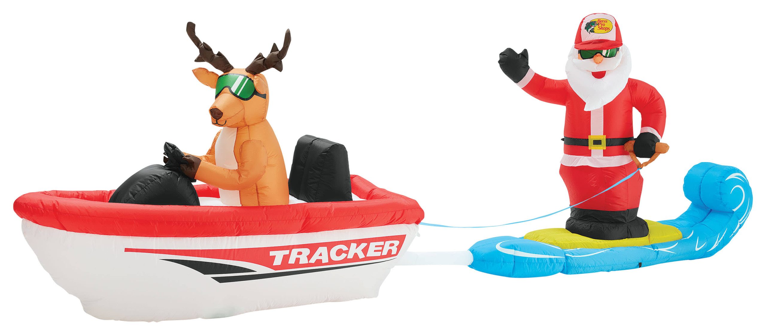 d732905307947a7cc76da8569176c0e4e148a33c15ff57369385cf8296a525d1.jpg Bass Pro Shops Inflatable Wakeboarding Santa - Image 1
