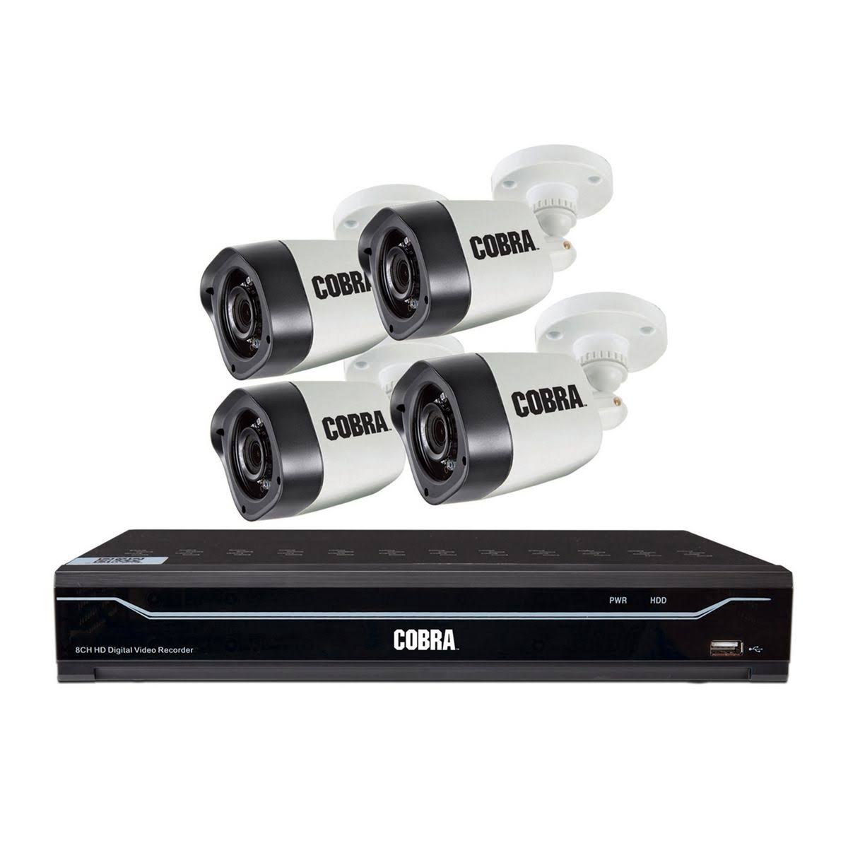 Cobra 8 Channel Surveillance DVR with 4 HD Cameras and Mobile Monitoring Capabilities