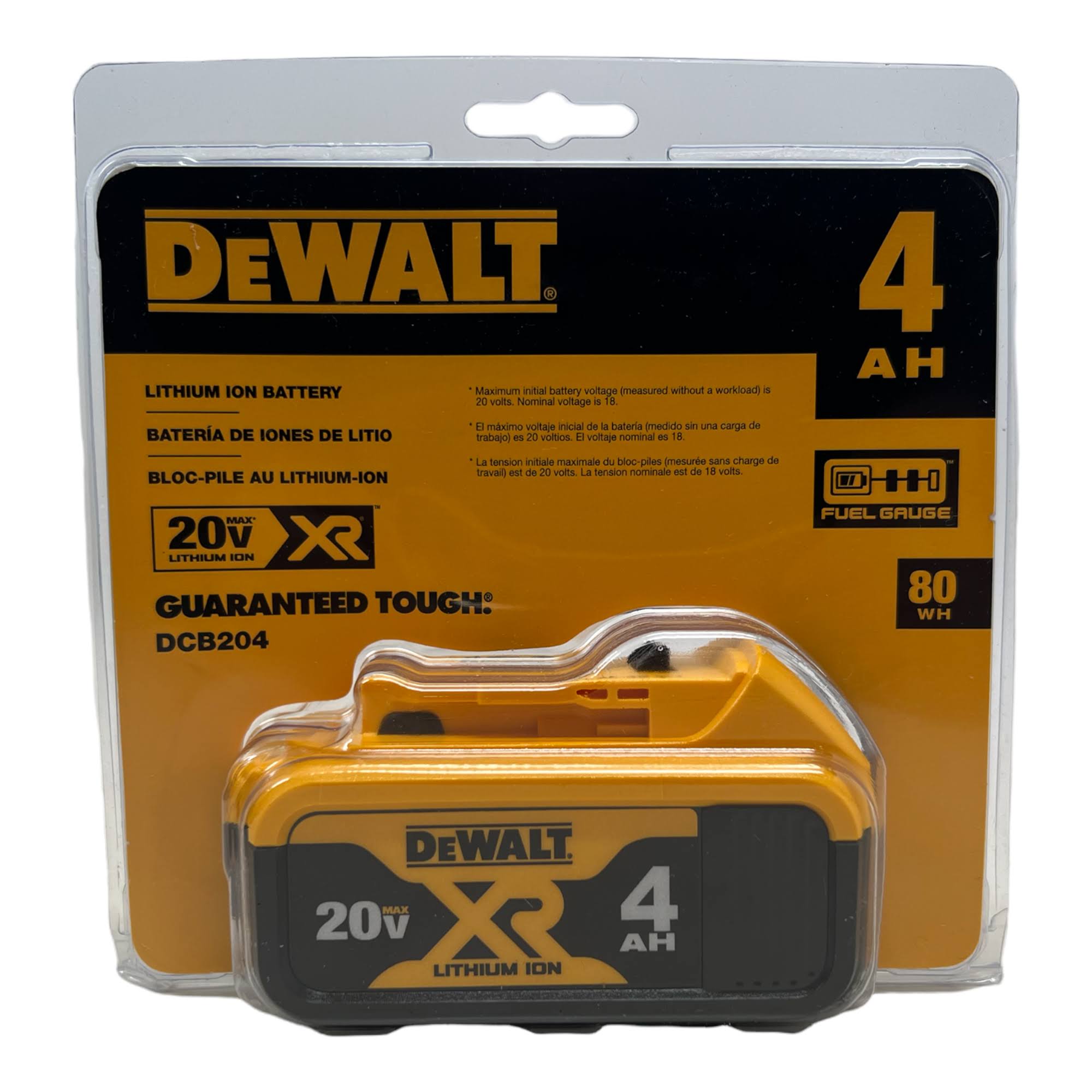 d77f3f83750f7bddf041c7d0b43ce163be00e484432935eeca20cd735ed9e102.jpg DeWalt DCB204 20V Max XR Lithium Ion Battery - Image 1