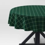 70"x70" Round Plaid Tablecloth Green - Threshold