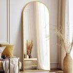 ZMYCZ Full Length Mirror, 65"x22" Floor Mirror with Stand Hanging or, Gold