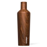 Corkcicle Canteen Classic Collection - Water Bottle & Thermos - Triple Insulated Shatterproof Stainless Steel, Walnut Wood