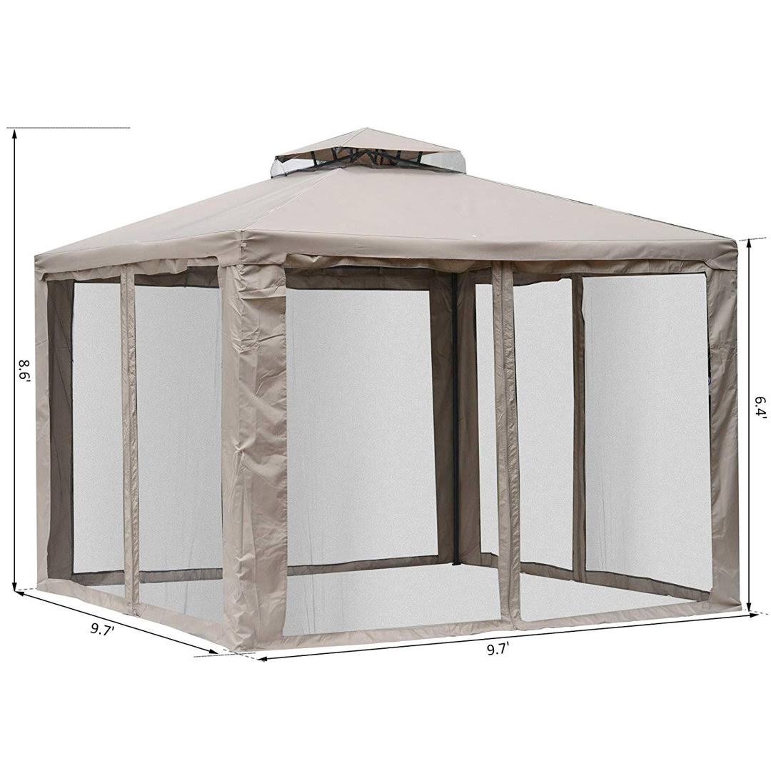 d7b3d52ca3fc23f46e053d749675d04353fe07b28595316f9be814c4965038cb.jpg 10 ft. W x 10 ft. D Steel Patio Gazebo Outsunny - Image 1