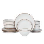 Stone + Lain Brasa Stoneware White Dinnerware Set | 16-Piece 4