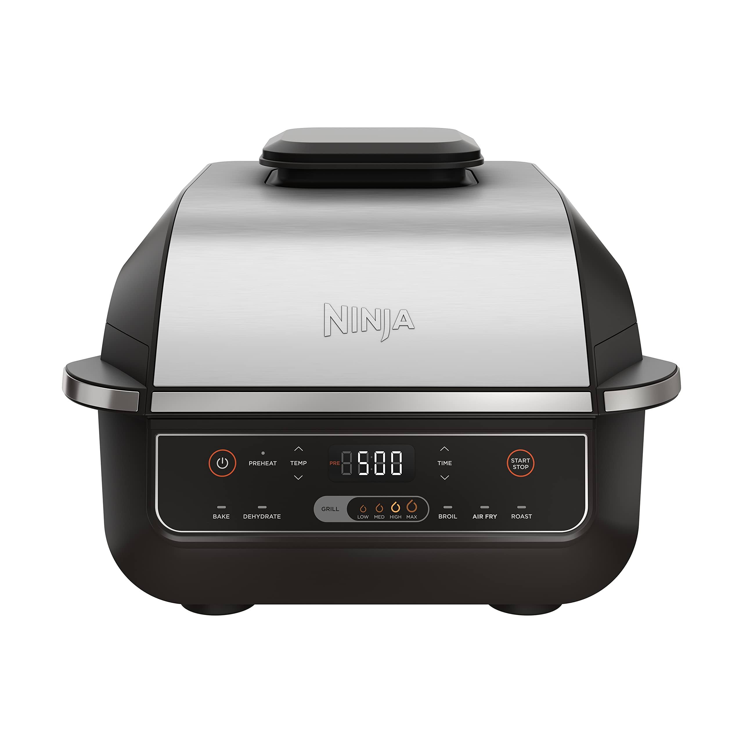 d7cd778f3a623ef5319dbea15b0bce1f6057544203770d90c93d025e7d55256e.jpg Ninja EG201 Foodi 6 in 1 Indoor Grill Air Fryer Combination Black Silver - Image 1