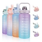 Gulex 64oz Motivational Water Bottles with Times to Drink, Half Gallon Water Jug with Handle & Removable Straw, BPA Free and Leakproof
