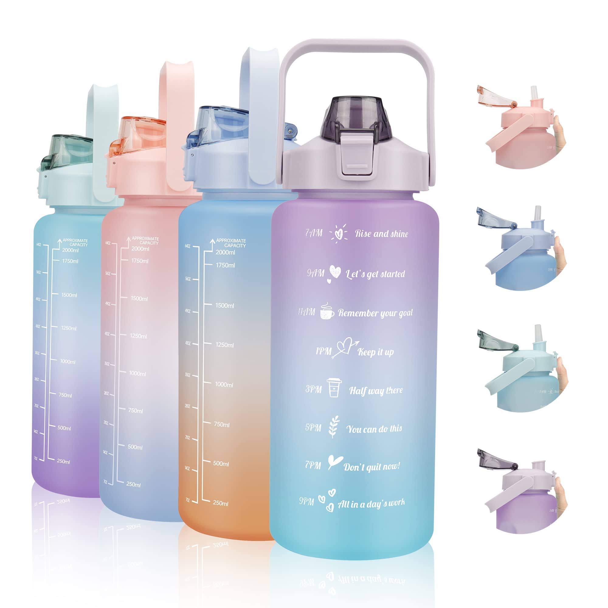 d7ce6270cedf5e9b5f50a8ebcb5ff43317cf7146e59dd9267f868fcc5a6dcd28.jpg Gulex 64oz Motivational Water Bottles with Times to Drink, Half Gallon Water Jug with Handle & Removable Straw, BPA Free and Leakproof - Image 1
