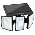 Everbrite Solar Outdoor Lights, 128 LED 7000K Solar Motion Sensor Lights, 3 Heads Security LED Flood Light, 270�� Wide Lighting, IP65 Waterproof, Wall