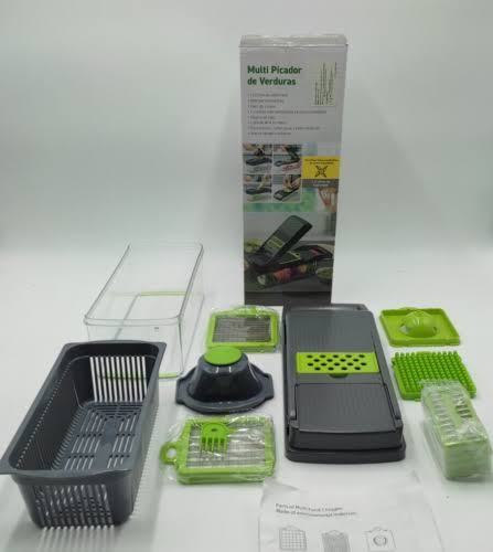 d7ee062b5af428c73a531fb32fff2fa21fc883838a6459c82cf811350a634a7a.jpg dioox Vegetable Chopper 12-in-1 Mandoline Slicer, Multi Blade with Hand Protector and Container - Image 1