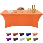 SEPARO Spandex Table Cover Fitted Rectangular Tablecloth Stretchable Fabric Lycra Tablecloth 4 ft Wrinkle-Free for Party DJ Tradeshows Banquet
