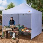 10 ft. x 10 ft. White Commercial Instant Shade Metal Pop Up Canopy Tent with Sidewall Panel