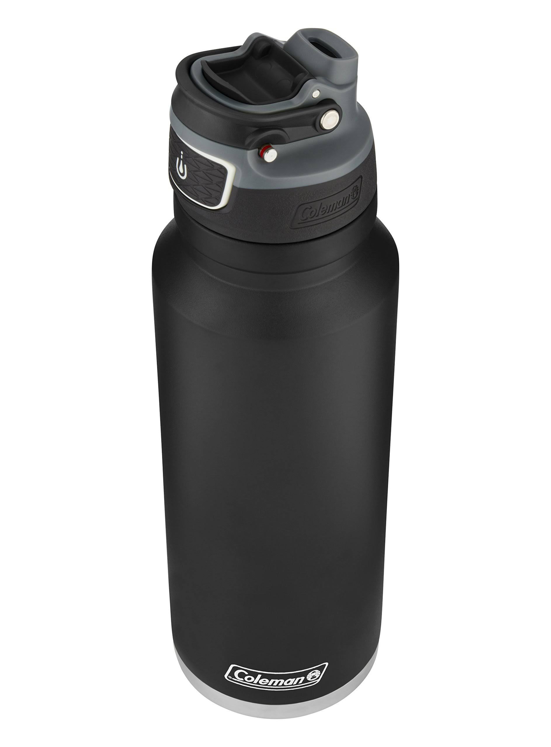 d84888f1c3270436bb9058a3c5cc79e9f39bf18851c1d393e0712c67e44e5eb1.jpg Coleman Autoseal FreeFlow Stainless Steel Insulated Water Bottle, Black, 40 oz - Image 1