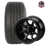 12" Azusa Matte Black Golf Cart Wheels and Tires Combo (205/30 - 12) Set of 4
