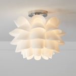 Possini Euro Design Modern Ceiling Light Flush Mount Fixture White Flower 15 3/4" for Bedroom Kitchen