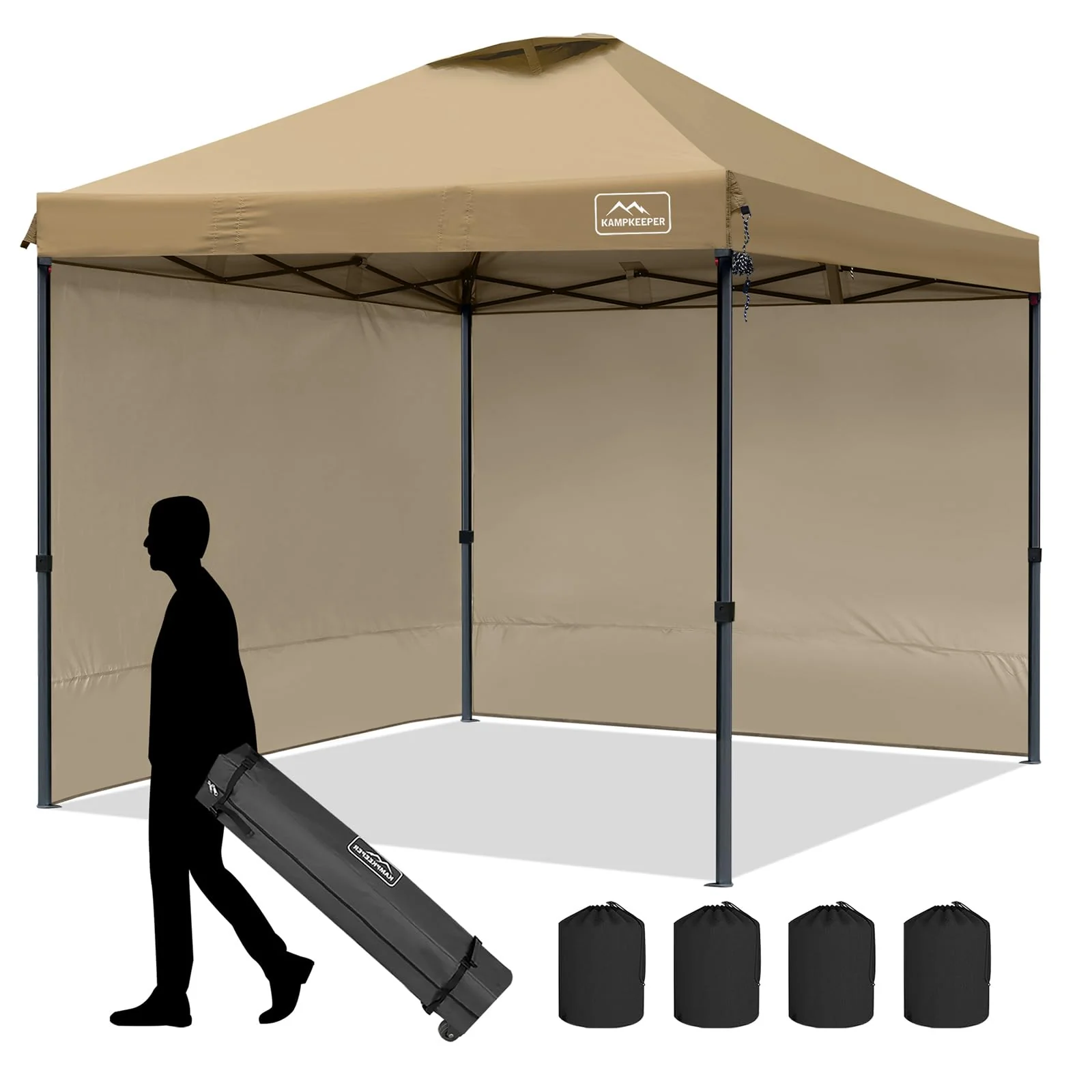 d8736b13a6e3150cd8a28adfef4c1a2b042b18e47c434eb0f4878fc534da89c2.webp KAMPKEEPER 10x10 Pop Up Canopy Tent with Sidewalls - Image 1