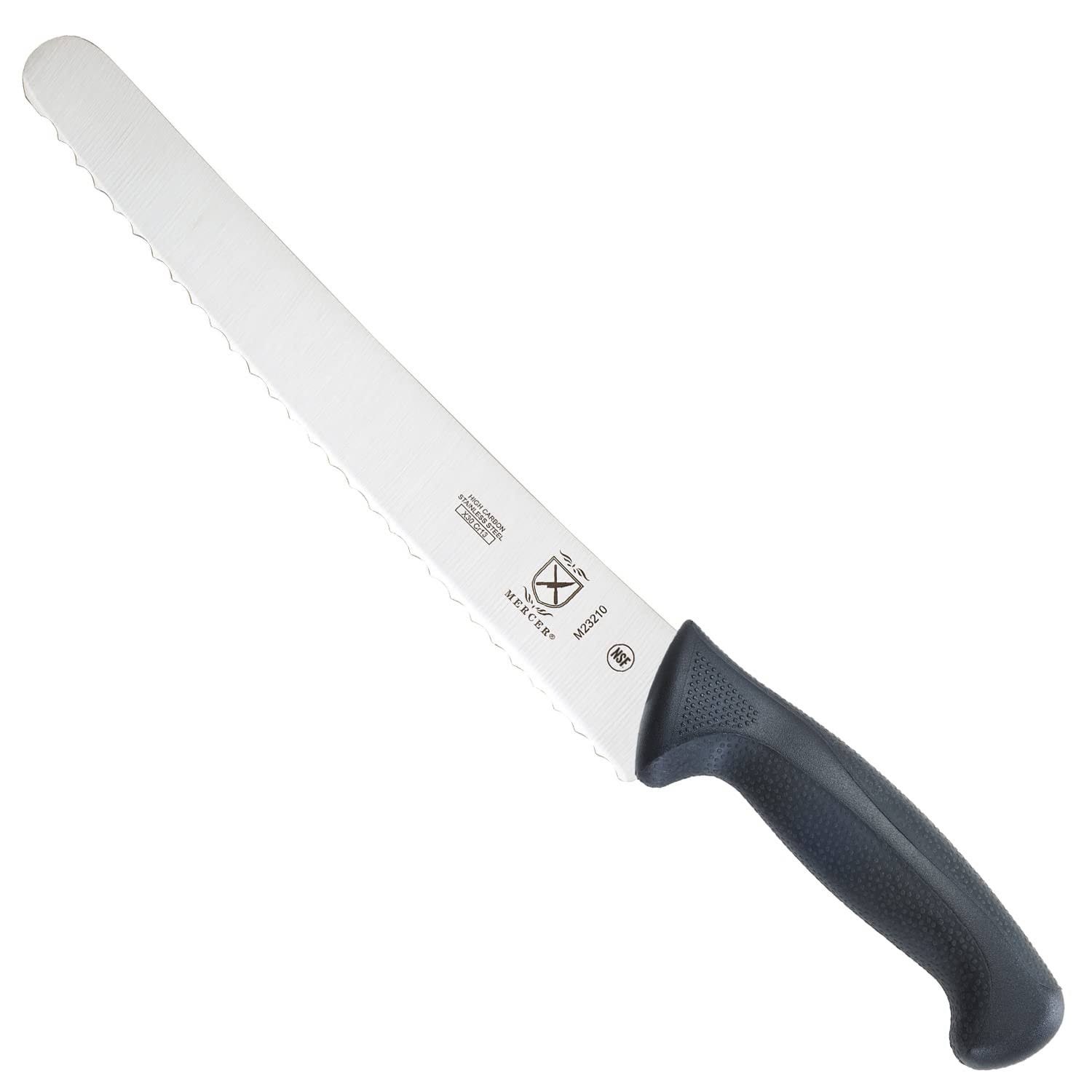 d87ec71da4a2ee5eac986050e912b4361dcf863da091e98f0b26938500964070.jpg Mercer M23210 10" Wide Millennia Bread Knife - Image 1