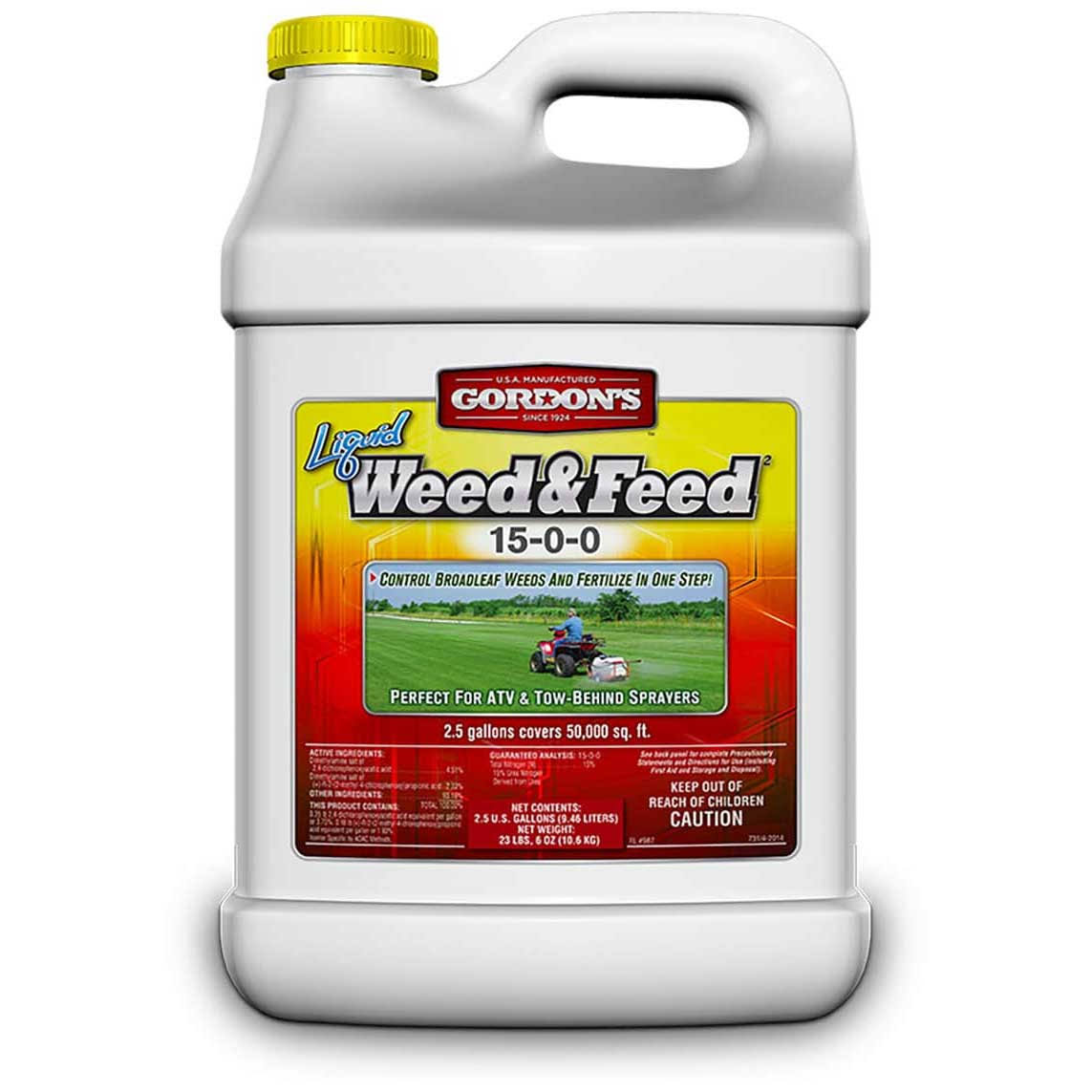 d88bd2a65231aaa9ed0234d058fe857b6dea96eb78b7342d962aa595e6dec280.jpg Gordon's Liquid Weed & Feed Concentrate, 15-0-0, 2.5 gal., 7311122 - Image 1