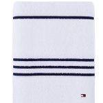 Tommy Hilfiger Modern American Stripe 30" x 54" Cotton Bath Towel - White/Peacoat