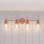Signature Hardware Hesby 32.13-in 4-Light Satin Copper Contemporary/Modern Vanity Light