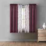 Mainstays 4pc Set, Rod Pocket Curtain Panel, 27.5 inch x 63 inch, Burgundy, Size: 27.5 x 63