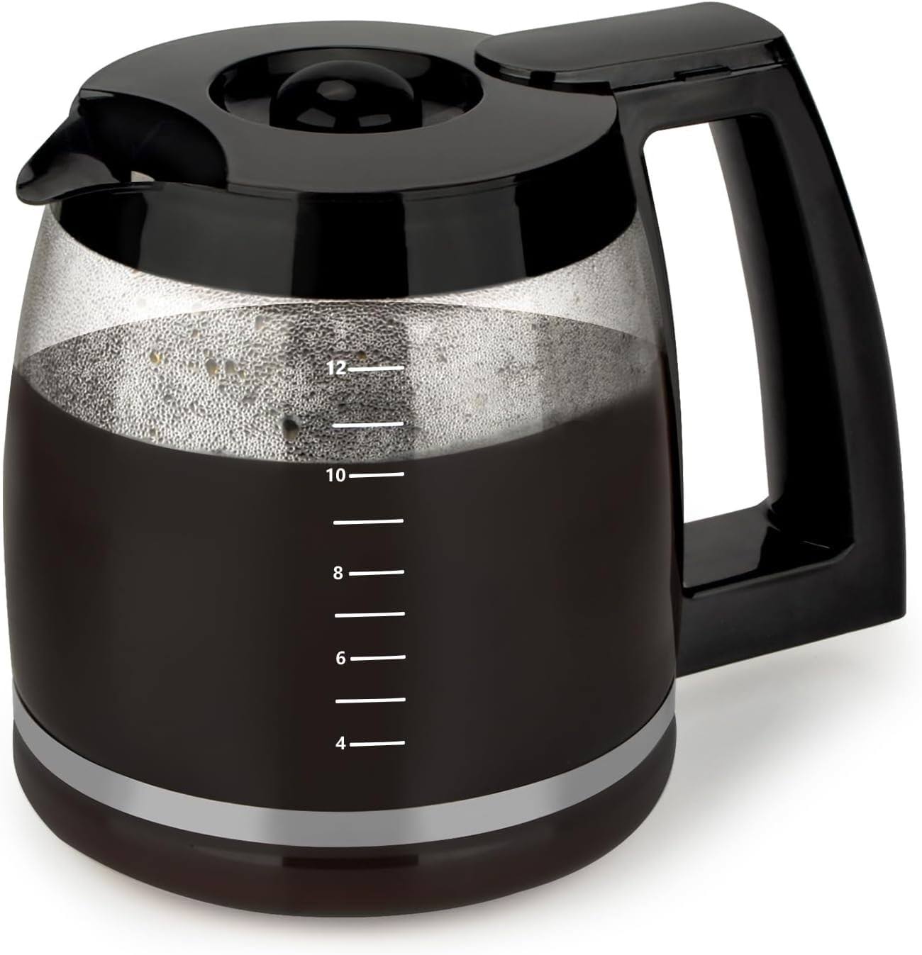 d902d8da05f5e77395baaab51f62280d0ab0f87a9f6d663bdd0508fe26ede428.jpg 12-Cup Replacement Glass Carafe with Lids Compatible with Cuisinart Coffee Maker, CHW-12, CHW-12P1, DCC-1100BK, DCC-1200, Dcc-1200p1, DCC-1200BKS, - Image 1