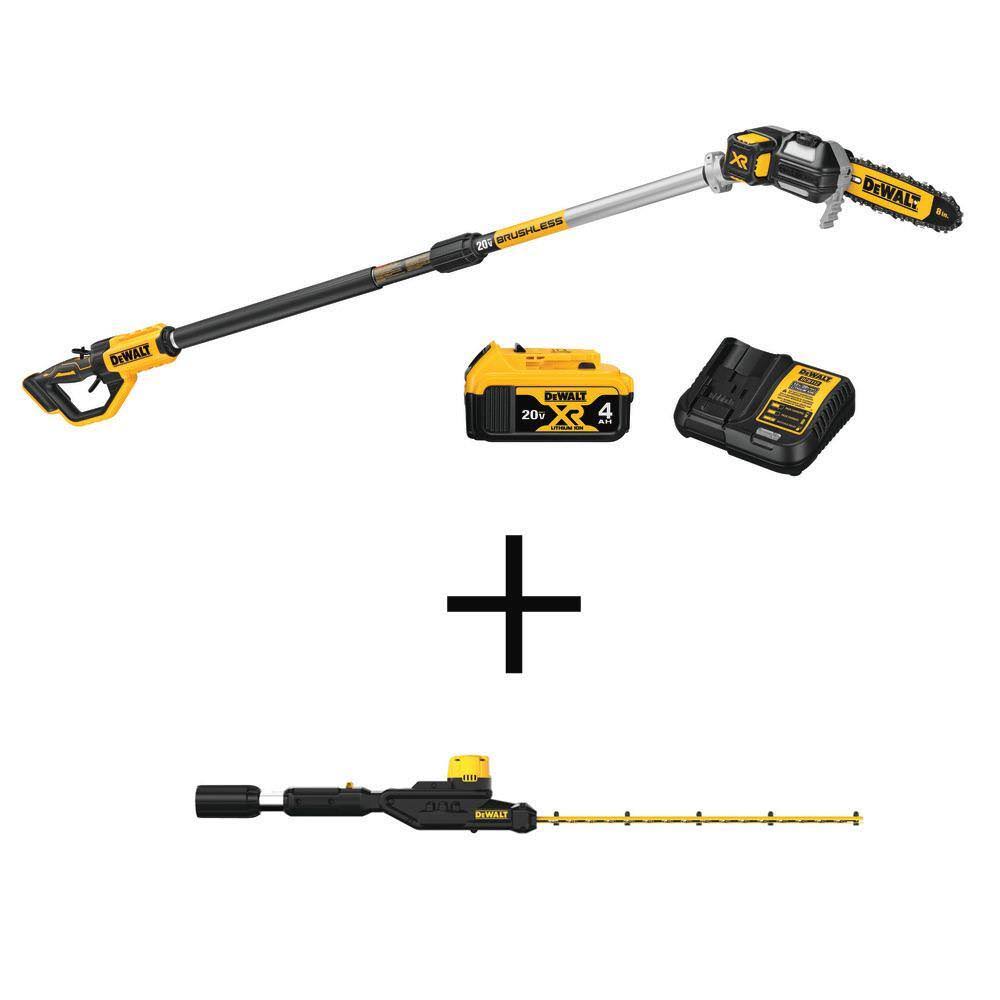 d91181dcdb828b61a71f9d26664fce34ddbed25171432e4c0c820e807d0d5b2b-1.jpg DeWalt DCPS620M1W820BH 20V Max 8in. Cordless Battery Powered Pole & Chainsaw, Tool Only - Image 1