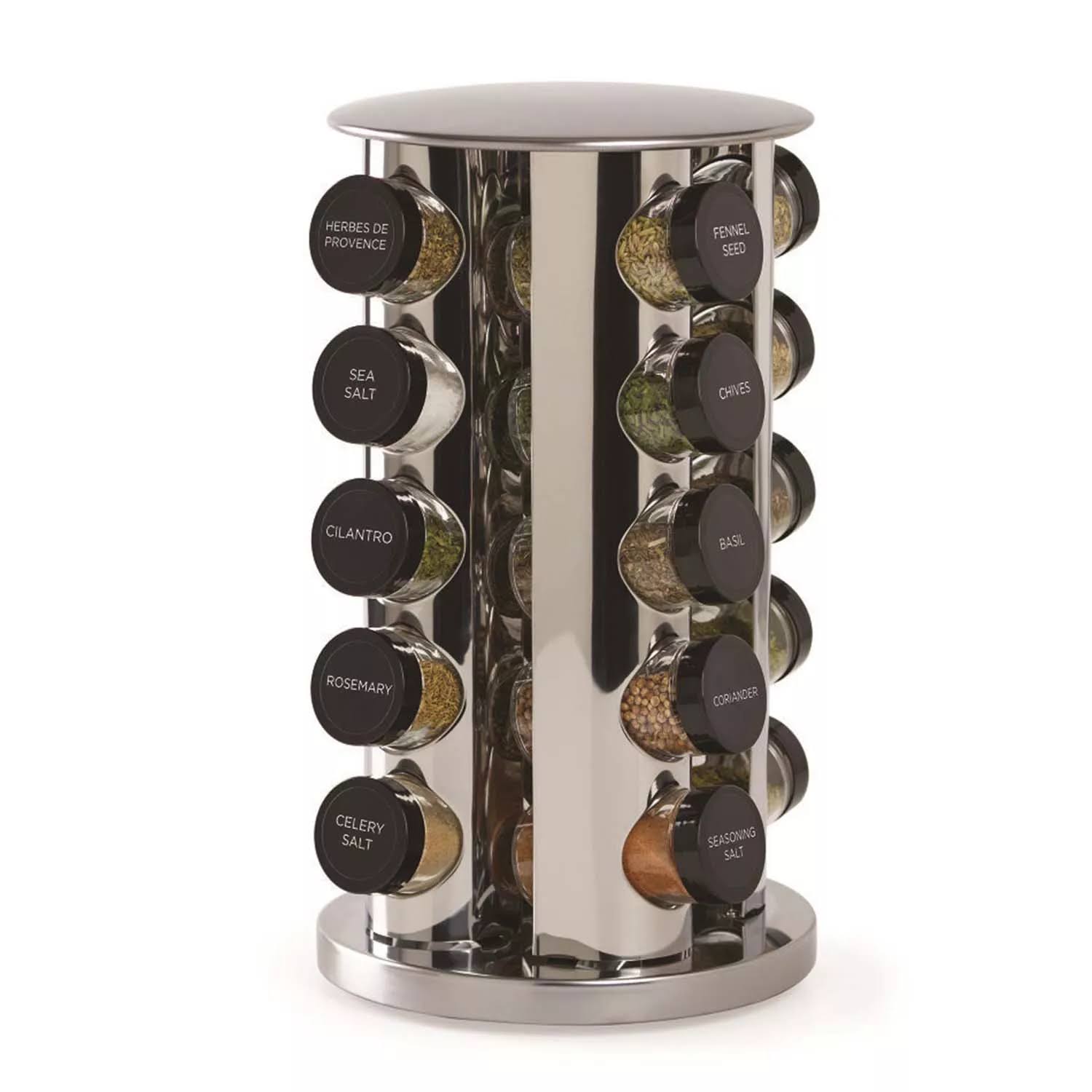 d91293dc90c1030c09d843aff8966bef44f6fc598584d985a1ebc37da6847966.jpg Kamenstein 20-Jar Stainless Steel Spice Rack, Unfilled - Image 1