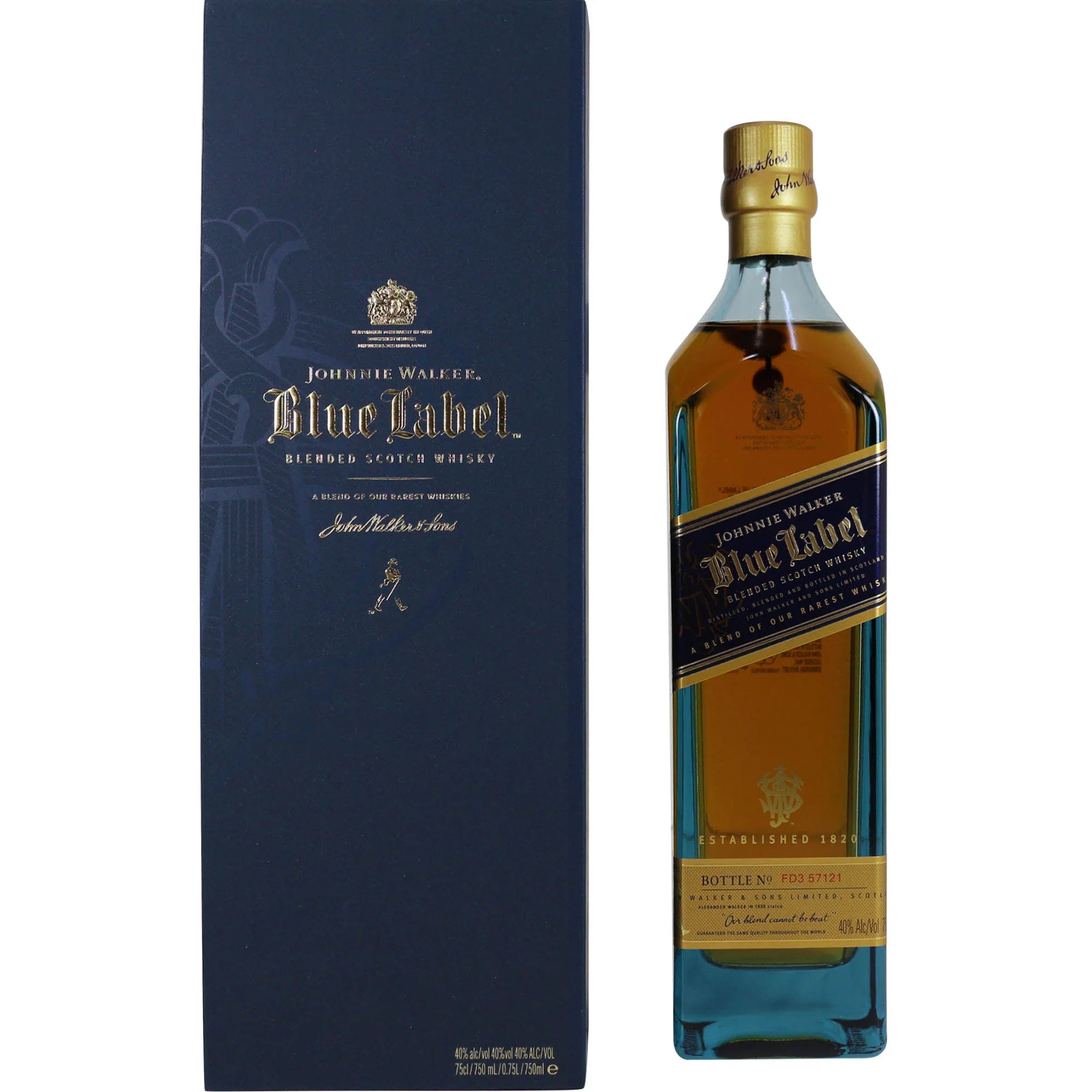 d913ccb29f5cedd99d394717daa5458c86b444957a003815801d526fd9dddfcd.jpg Johnnie Walker Blue Label Blended Scotch Whisky - 750 ml bottle - MadeInUSA - Image 1