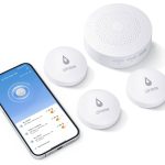 Winees WiFi Water Leak Detector, 3 Pack Water Sensors with 100dB Adjustable Alarm, Leak Alert Email&SMS Notification, 100m Transmission for Basement