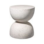 Glitzhome Modern Multi-functional MGO Faux Terrazzo Garden Stool Plant Stand Accent Table - Off-White