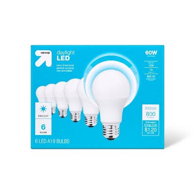 d9780e723931190af93a0be1c91b0c2e9c2014ecda15bf68342ea92a56b1581d.jpg LED 60W 6pk Daylight Light Bulbs - Up & Up - Image 1