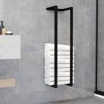 vidaXL Towel Rack Black 9.8"X7.9"X37.4" Iron