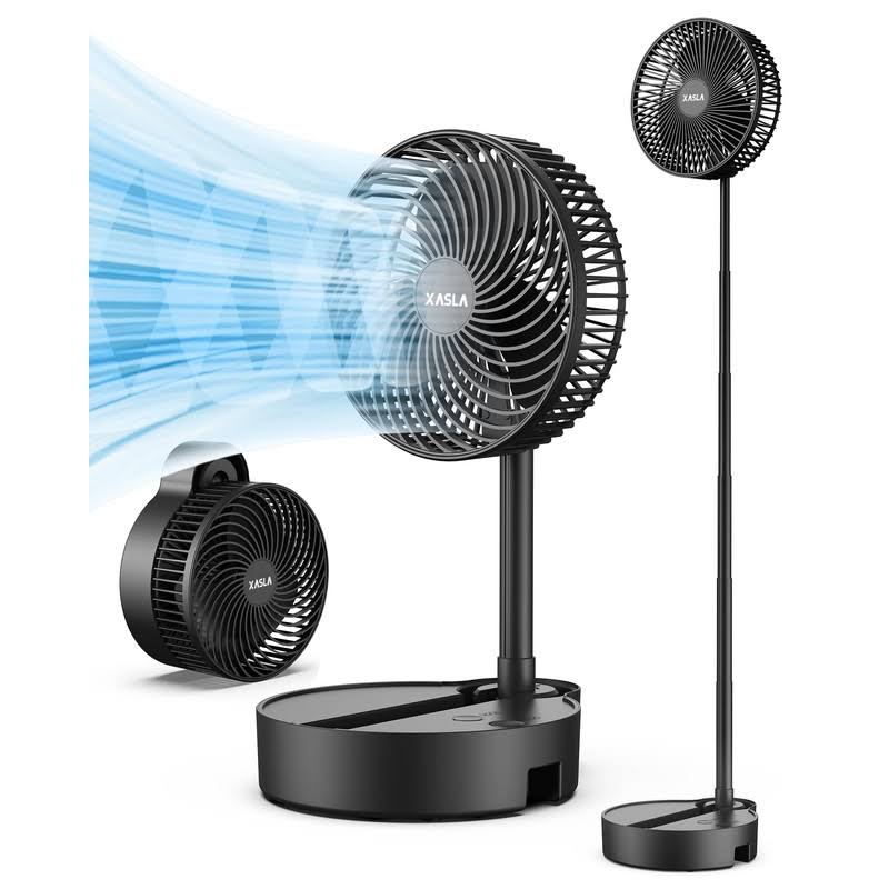 d981a96e9929f88a2d4c8c8ca607715844cceb7f606374dfc02bfcb07df976ec.jpg 8" Portable Rechargeable Fan, 10000mAh Battery Operated Oscillating Fan, 3 Speeds, Adjustable Height, Foldable Fan, Quiet Small Standing Fan, Powerful - Image 1