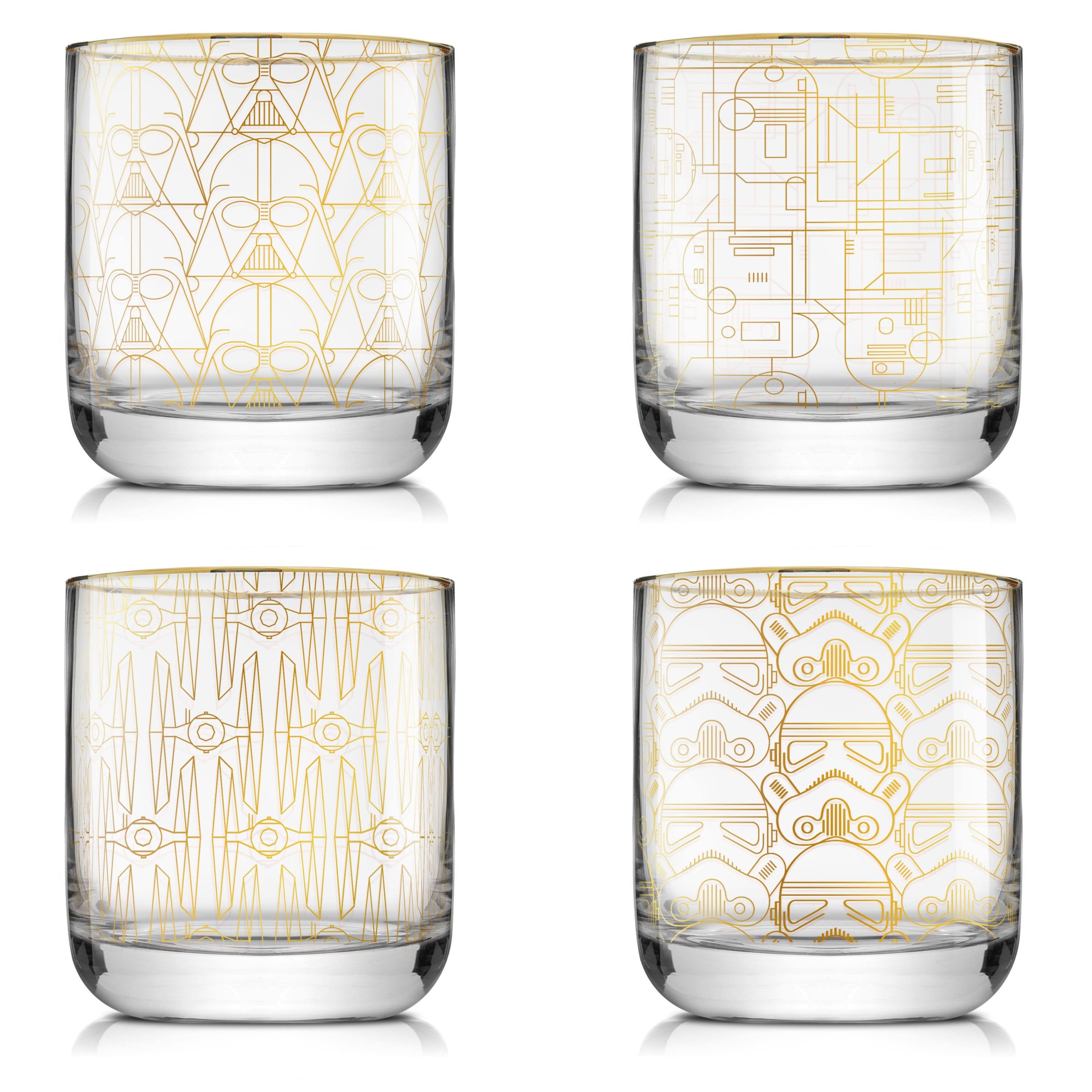 d9ca9178768950b3d72efeb5efdacdc329efda7741a76c4ed2702dde5b6e1fc1.jpg JoyJolt Star Wars Deco Double Old Fashion Drinking Glass - 10 oz - Set of 4 - Image 1