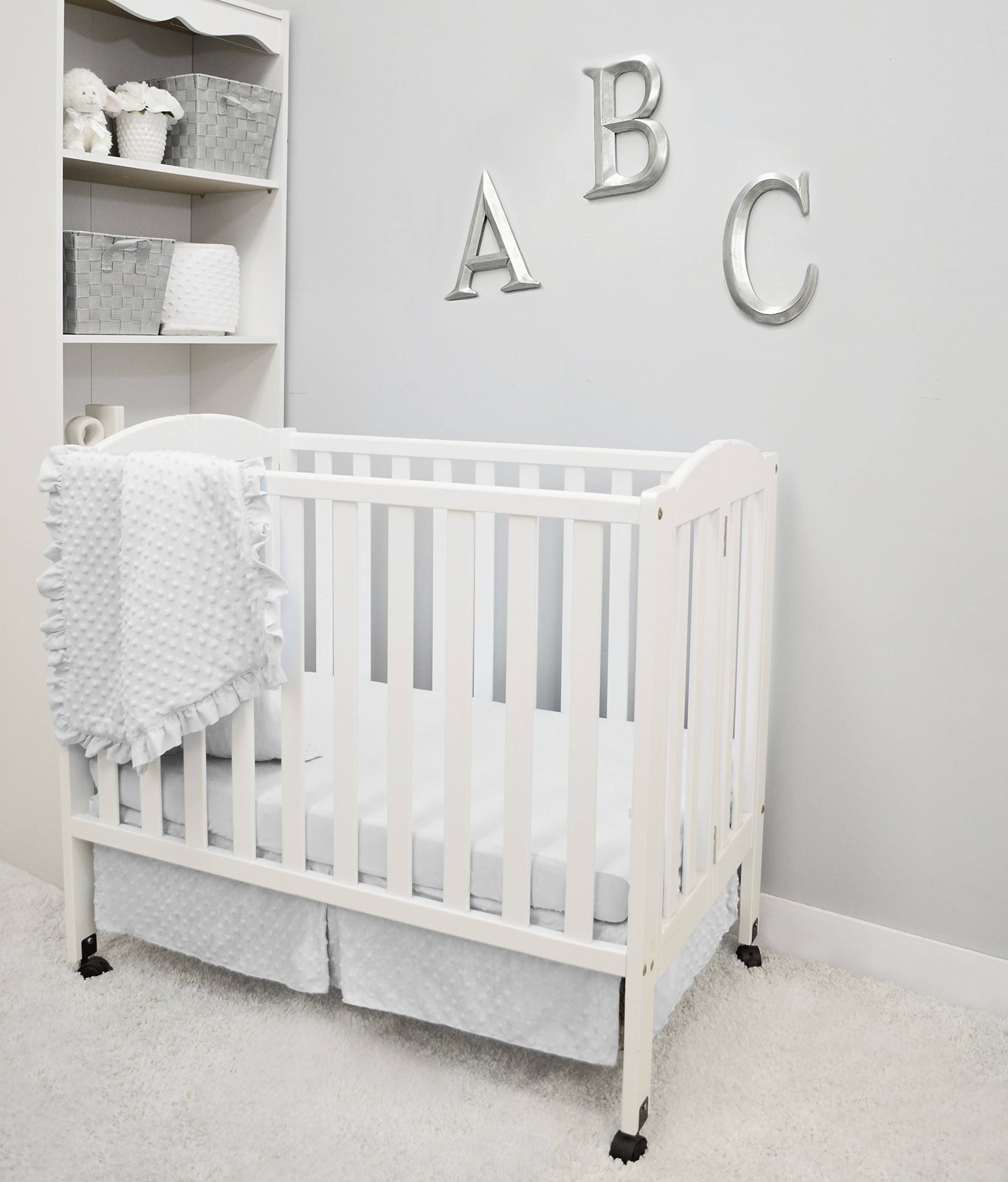 d9e74ca64e517a6a846fe49f571696d654764df68fd160d6b24ded7ddb14a17c.jpg American Baby Company Heavenly Soft Minky Dot 3-Piece Mini/Portable Crib Bedding Set, White - Image 1