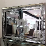 SHYFOY Rectangle Decorative Wall Mirror Crushed Diamond Vanity Mirror Wall Mounted Makeup Mirror for Home Decor